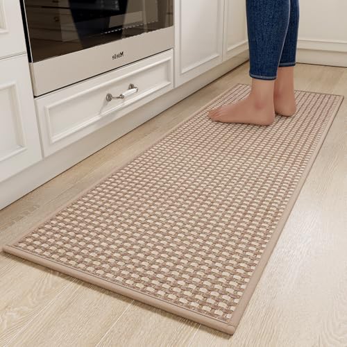 Kitchen Rugs Kitchen Mats for Floor Non Slip Washable Brown 17" x47 (5.55 Sq Ft)