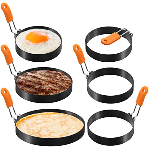 6 Pcs Egg Rings Griddle Pancake Molds (6 Count)