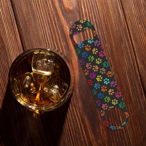 Colorful Paw Prints Stainless Steel Bottle Opener Hand Drawn Cat Dog Foot Prints Cartoon Cute Flat Beer Bottle Opener Keychain for Home Kitchen Bar Restaurant Party Birthday Gift