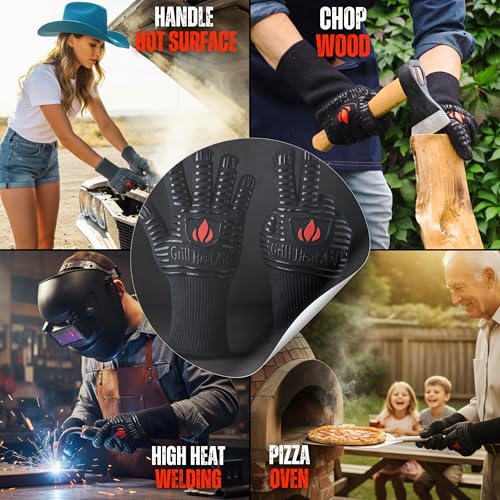 BBQ Grill Gloves Heat Proof for Men 932°F Grilling Fire Pit (2 Count)