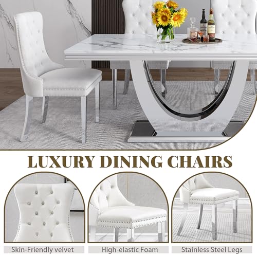 Marble Dining Table Set for 4
