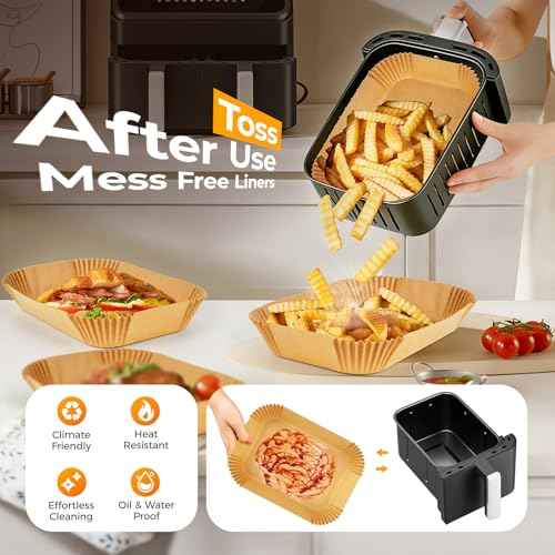 125Pcs Air Fryer Liners Disposable for Dual Basket 8x5.5 Inch Rectangle (125 Count)