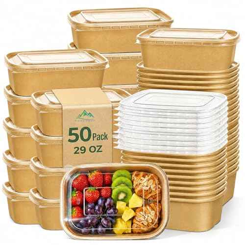 50 Pack 29 OZ Large Paper Bowls with Lids (50 Count)
