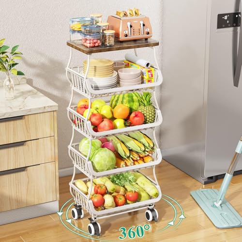 5 Tier Fruit and Vegetable Basket Stand for Kitchen