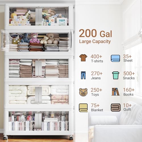 800QT Stackable Storage Bins with Lids (5 Count)