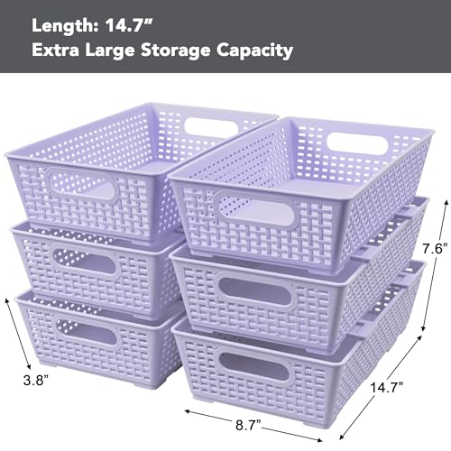 Stackable Woven Plastic Basket (6 Count)