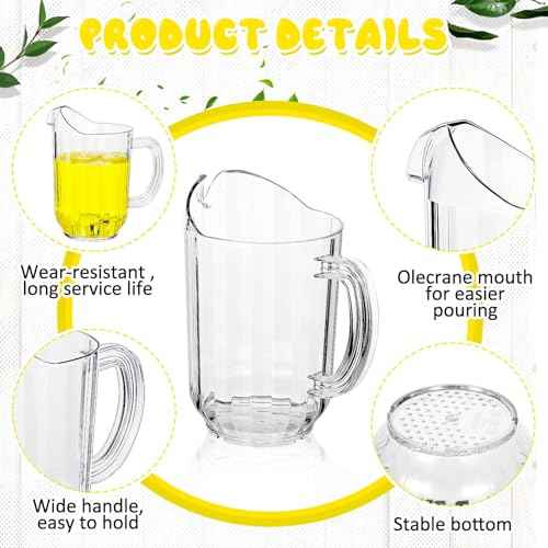 Tessco 36 Pcs Plastic Pitchers 60 Oz Clear Water Beer Jug Large (36 Count)