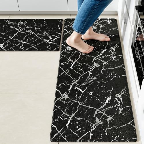 Silver Foil Stamped Marble Kitchen Mats (18.03 sq ft Count)