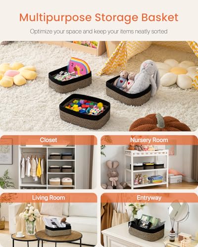 Small Woven Storage Basket for Organizing (3 Count)