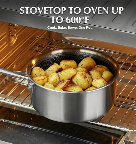 Hybrid Nonstick Stainless Steel Sauce Pan 3QT