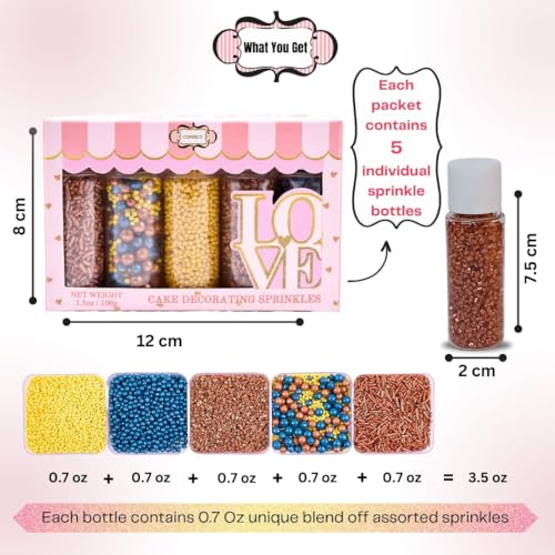 Sprinkles Confect Sprinkles for Cakes & Cupcakes Decoration Assorted pack of 5 ?Graduation Day Mix Yellow