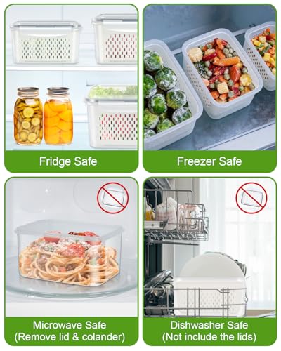 4 Pack Fruit Storage Containers for Fridge Fresh Berry Keeper with Colander (4 Count)