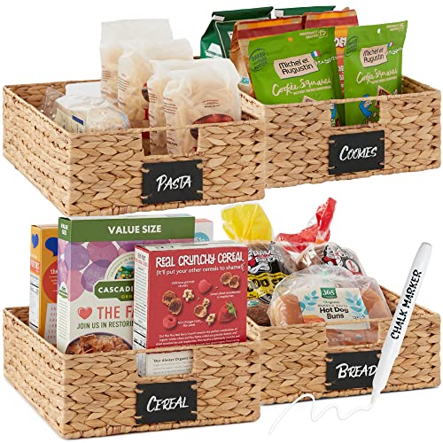 Set of 4 16x12in Large Water Hyacinth Pantry Baskets (4 Count)