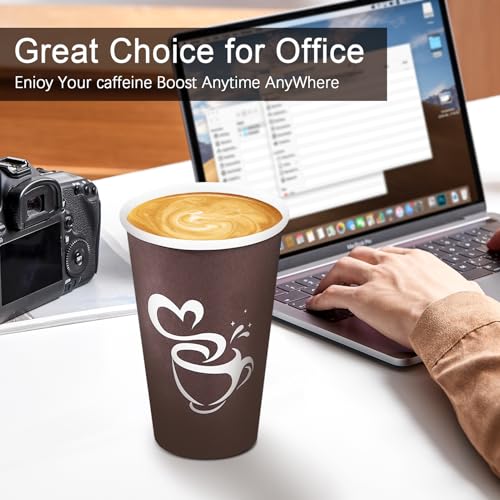 16 oz 180 Count Paper Coffee Cups Disposable Hot Coffee Cups Brown