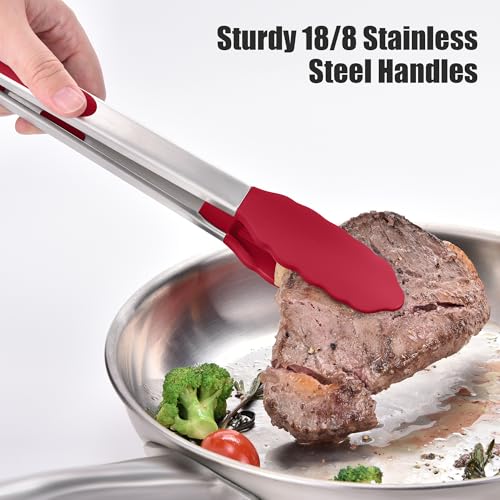 Kitchen Tongs with Silicone Tips for Cooking Serving