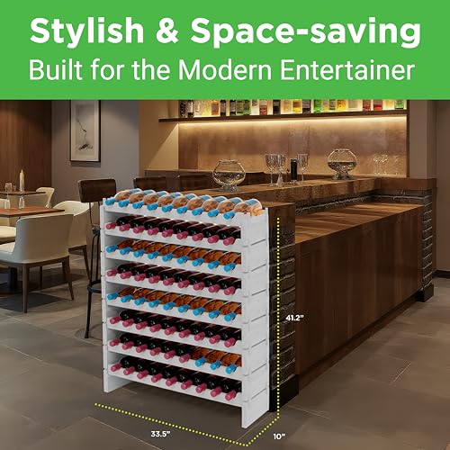 72 Bottle Wine Rack Stackable Bamboo Freestanding (72 Count)