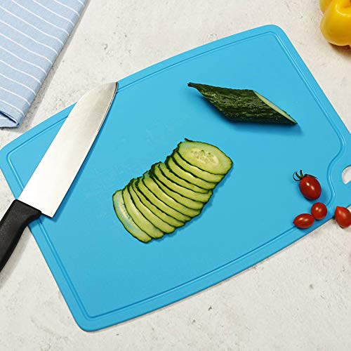 Thick Silicone Cutting Board 12.6'' x 9.1'' Foldable & Flexible Design Juice Grooves Easy Grip Handle Dishwasher Safe (5 Count)