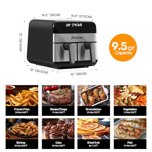 Air Fryer 9.5 Quart Air Fryer with Dual Basket for Quick and Easy Meals
