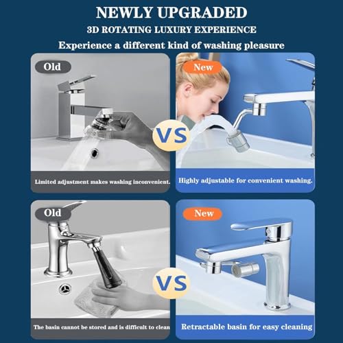 2026 Upgraded Universal Sink Faucet 1080° Rotating Faucet Extender with Upward Facial Mist