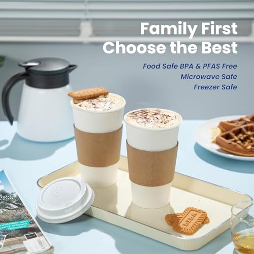 50 Pack 10 oz Disposable Coffee Cups with Lids (50 Count)