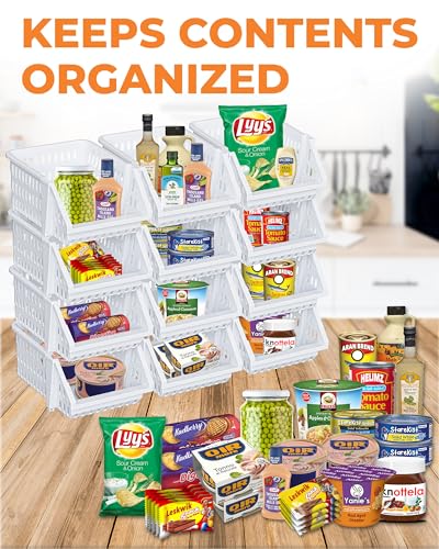 Small Stackable Storage Bins Open Front for Pantry Storage (8 Count)
