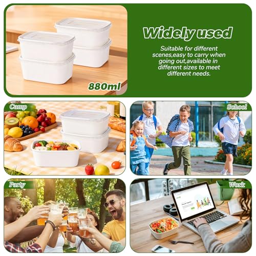 50 Pack 29oz Disposable Meal Prep Containers with Lids & Forks (50 Count)