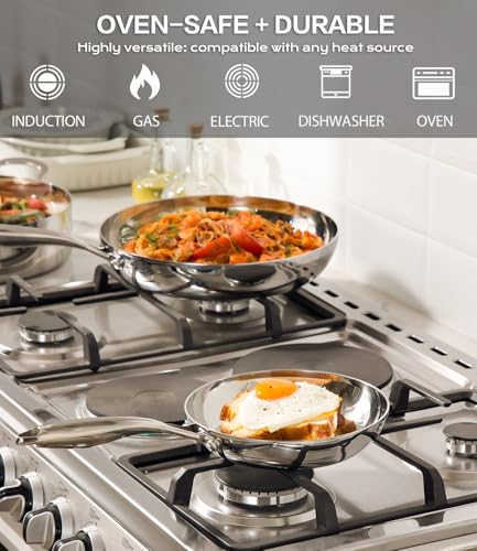 Stainless Steel Frying Pan 8 Inch with Lid