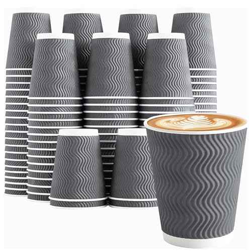 120 Pack 10 oz Coffee Cups Disposable Insulated Paper Cup Gray (120 Count)