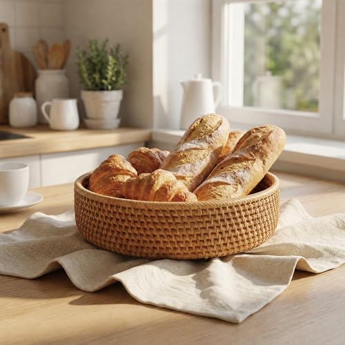Fruit Basket Wicker Basket Rattan Fruit Bowls (3 Count)