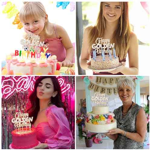 Happy Golden Birthday Cake Topper Rhinestones Golden Birthday Cake Toppers