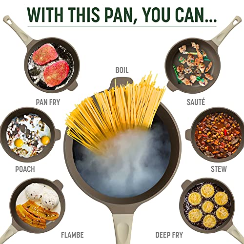 All-in-One Pan, Multilayer Nonstick Cookware Set, High-Performance Construction, Multipurpose Design Replaces Multiple Pots and Pans, Dishwasher Safe, 11-Inch, 4.4-Quart Capacity, Linen