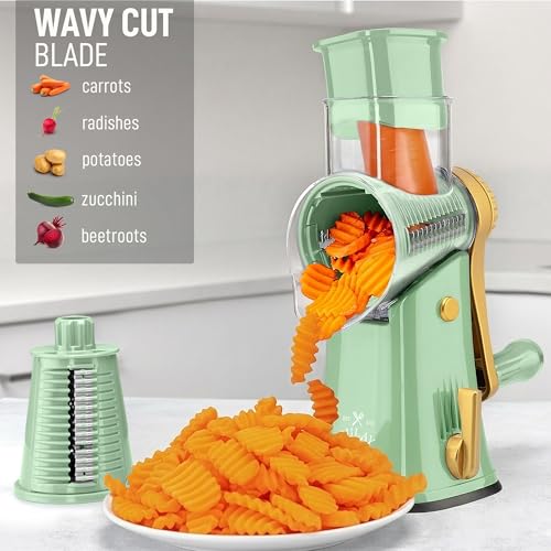 Rotary Cheese Grater Manual Hand Crank 5 Blade Shredder