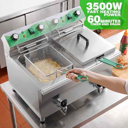24L 25.4QT Commercial Deep Fryer with 2 Baskets and Lids