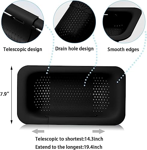 Collapsible Sink Colanders and Strainers Basket Extendable Plastic Fruit Vegetable Strainer Drainer Basket for Kitchen