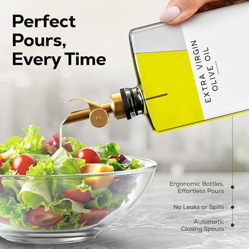 Glass Olive Oil Dispenser Bottle for Kitchen by Brighter Barns (2 Count)