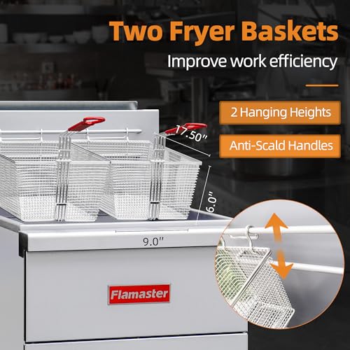 Commercial Gas Floor Fryer with 2 Baskets