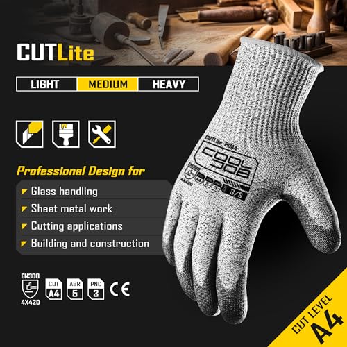 120 Pairs A4 PU Cut Resistant Safety Work Gloves with Grip (120 Count)