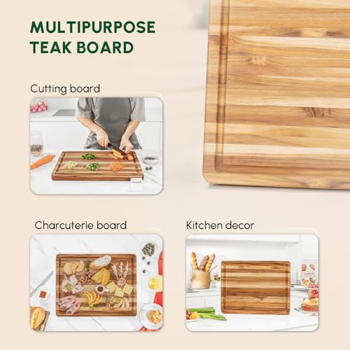 Teak Wood Cutting Board with Juice Groove