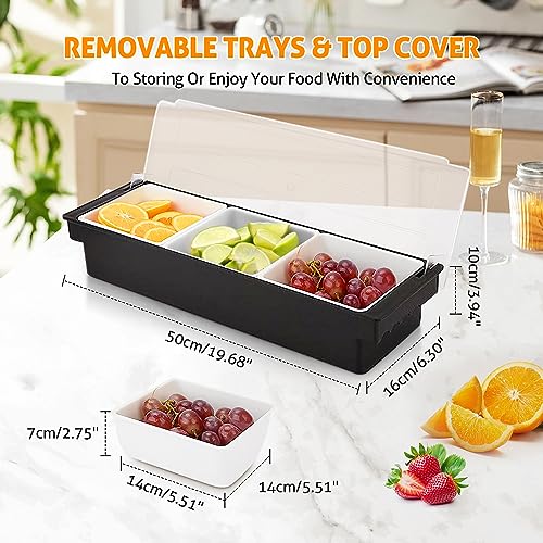 Ice Chilled Condiment Caddy with 3 Removable Trays and Lid (88.1849 Ounce)