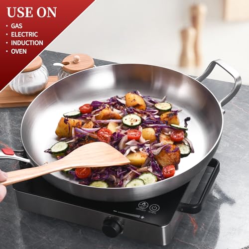 14 Inch Stainless Steel Frying Pan with Lid