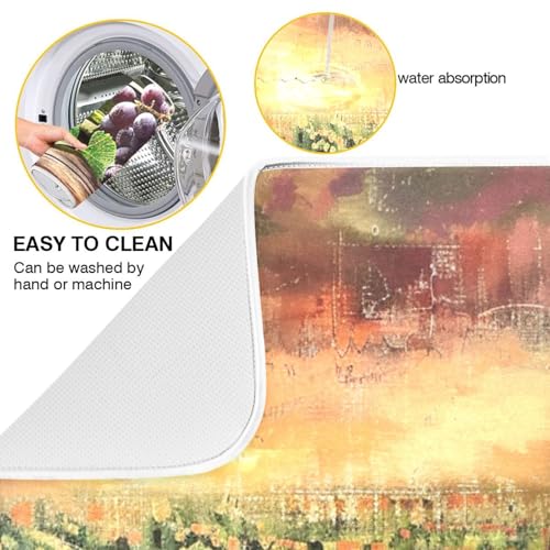 Grapes Wine Glass Bottle Dish Drying Mat for Kitchen Counter Absorbent Microfiber Drying Pad