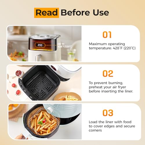 125PCS 9inch Square Air Fryer Disposable Liners for 10 (125 Count)