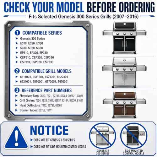 Grill Parts for Weber Genesis 300 Series Grills with Front Control