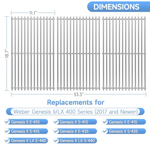 18.7'' x 33.3'' Stainless Steel Cooking Grates for Weber Genesis