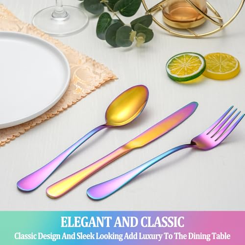 20 Pcs Rainbow Silverware Set Service for 4 (20 Count)