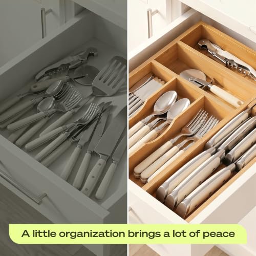 Drawer Organizer with Knife Block for Kitchen Organization