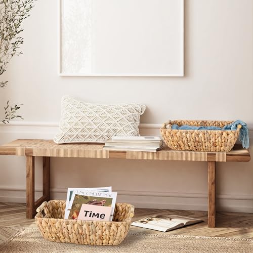 Water Hyacinth Storage Baskets with Wooden Handles (2 Count)