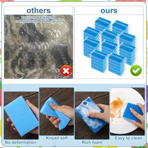 50 Pcs Individually Wrapped Sponges for Airbnb Apartment Blue (50 Count)