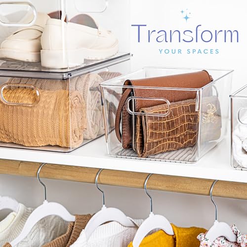 Plastic Food Storage 2 Pack Clear Container Bin with Handles for Organizing Kitchen (2 Count)