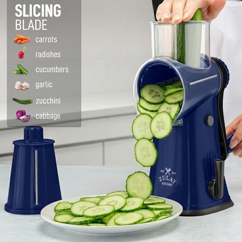 Rotary Cheese Grater Manual Hand Crank 5 Blade Shredder